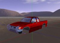environment mapped pickup truck with skybox backdrop